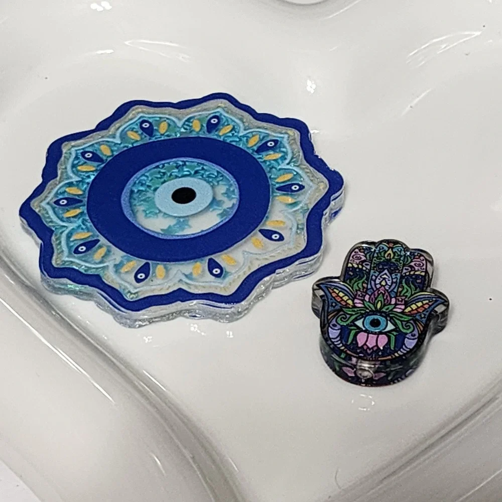 Evil Eye Shaker Flatback Focal Bead Beaded Pen Badge Flats Planar  Acrylic